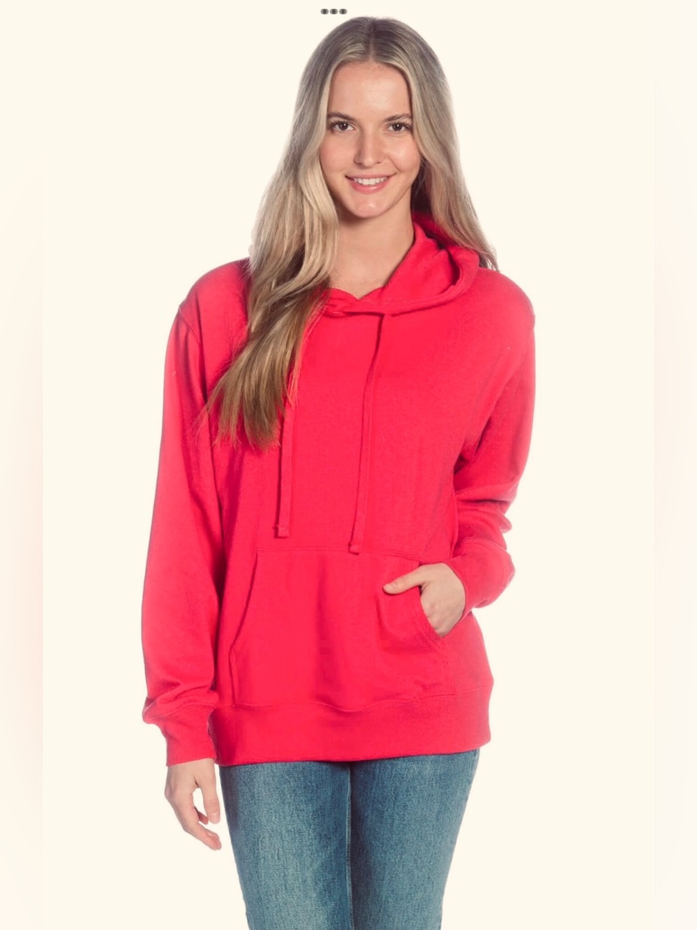 DKR Apparel Cotton Blend French Terry Pullover Hoodie with Kangaroo Pocket-Coral
